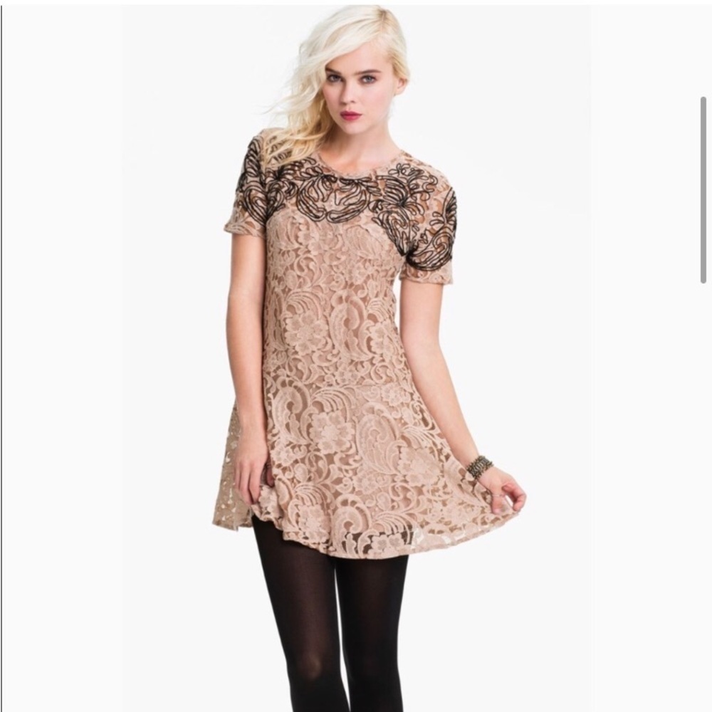 FREE PEOPLE Pink Lace Dreamer Dress Size Extra Small
